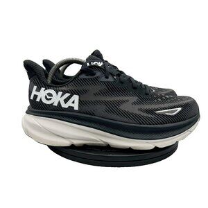 Hoka One One Clifton 9 Womens Size 10 D Wide Black White Athletic Running Shoes